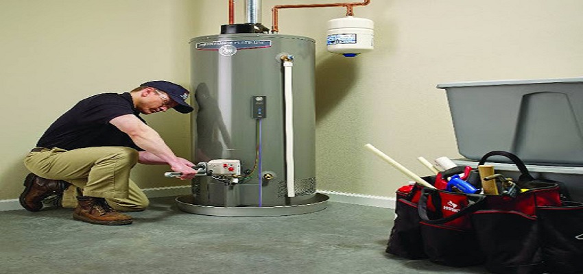 Plumber fixing a faulty water heater